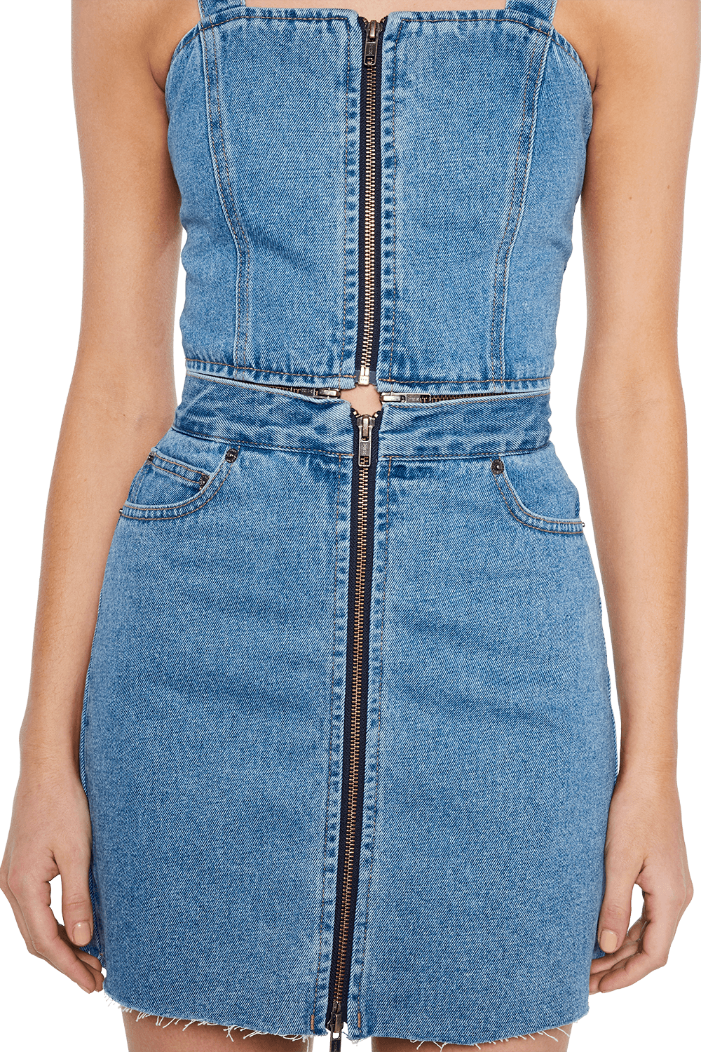 denim zip dress