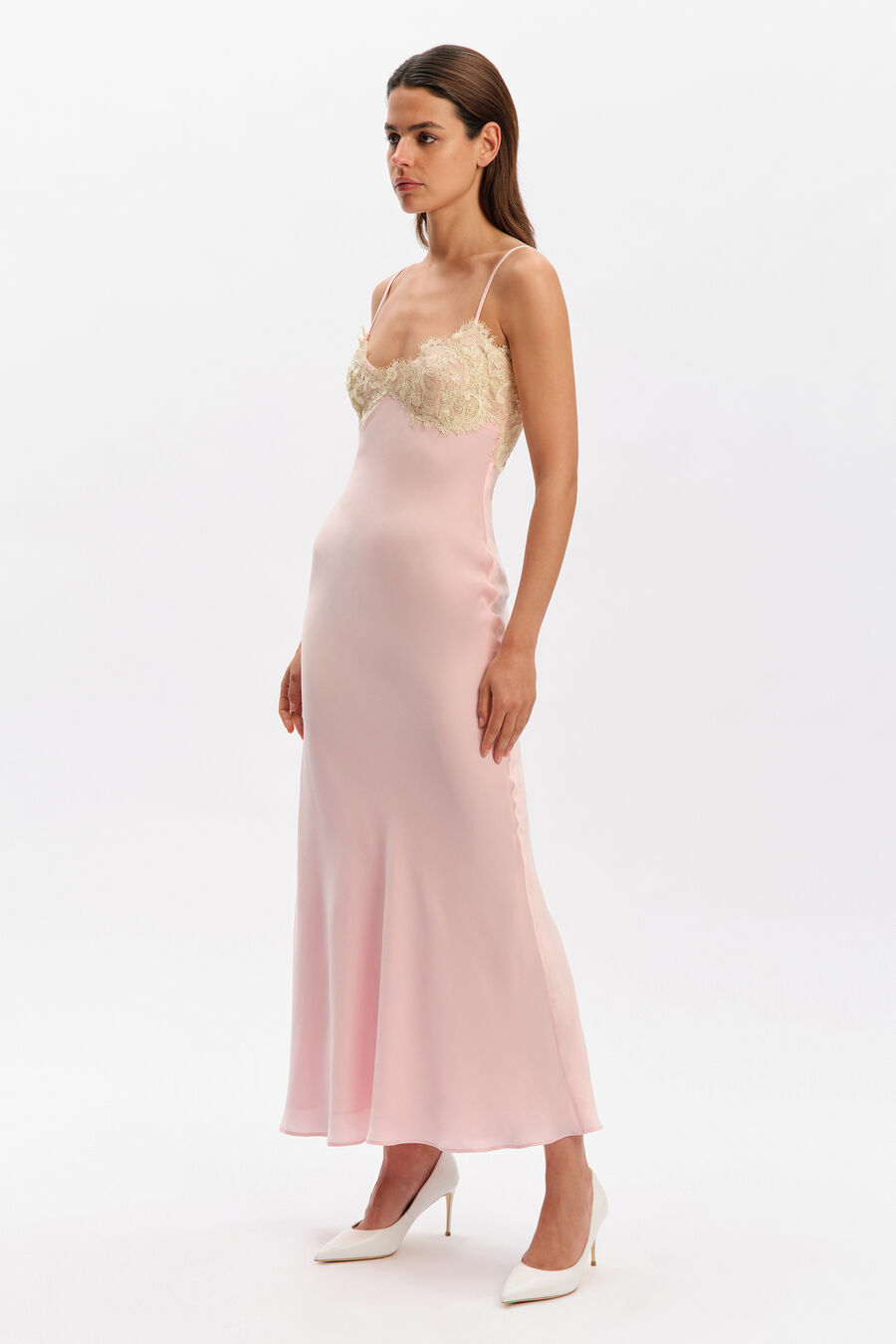 Elisan Lace Satin Maxi Dress