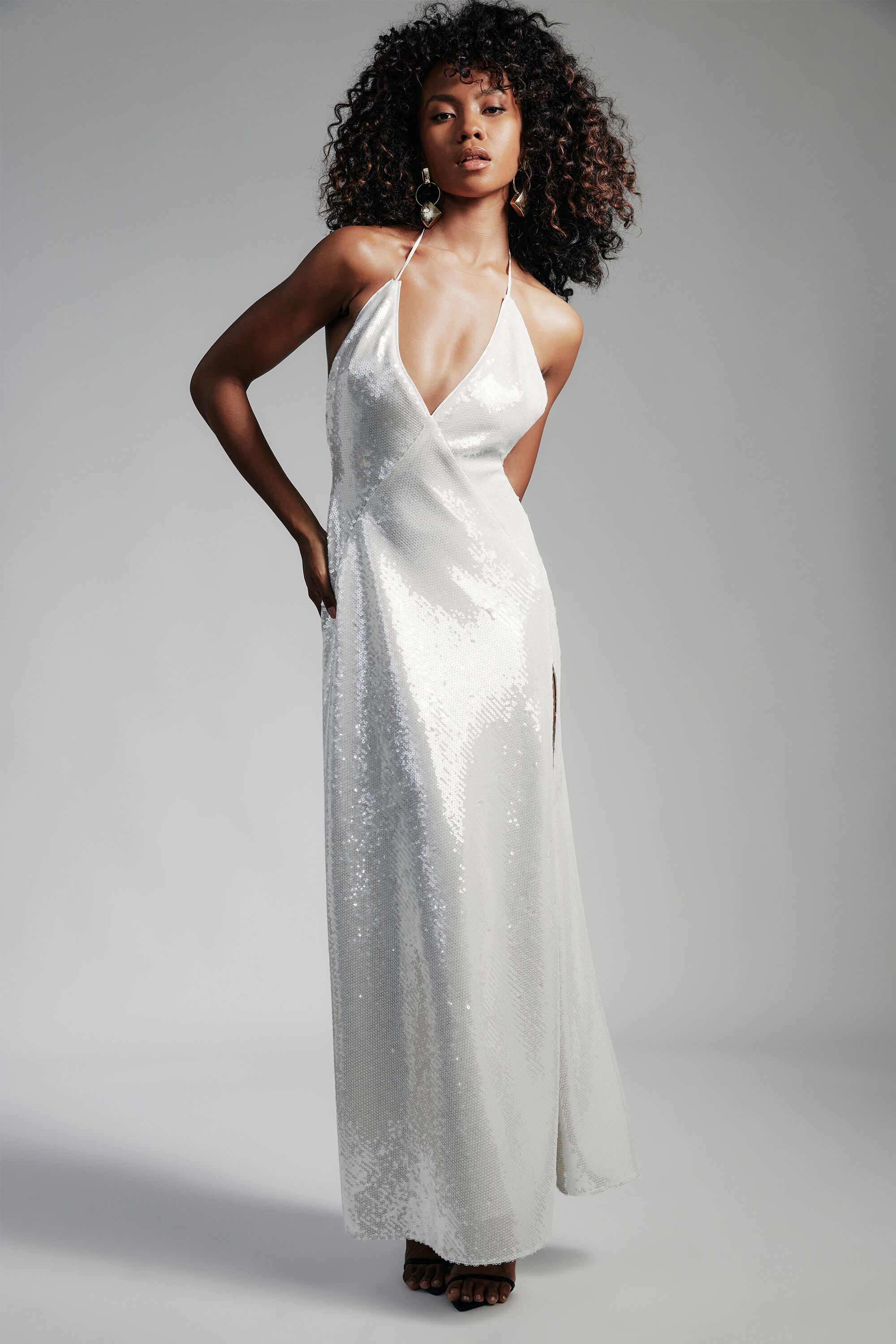 White silk halter dress 2025