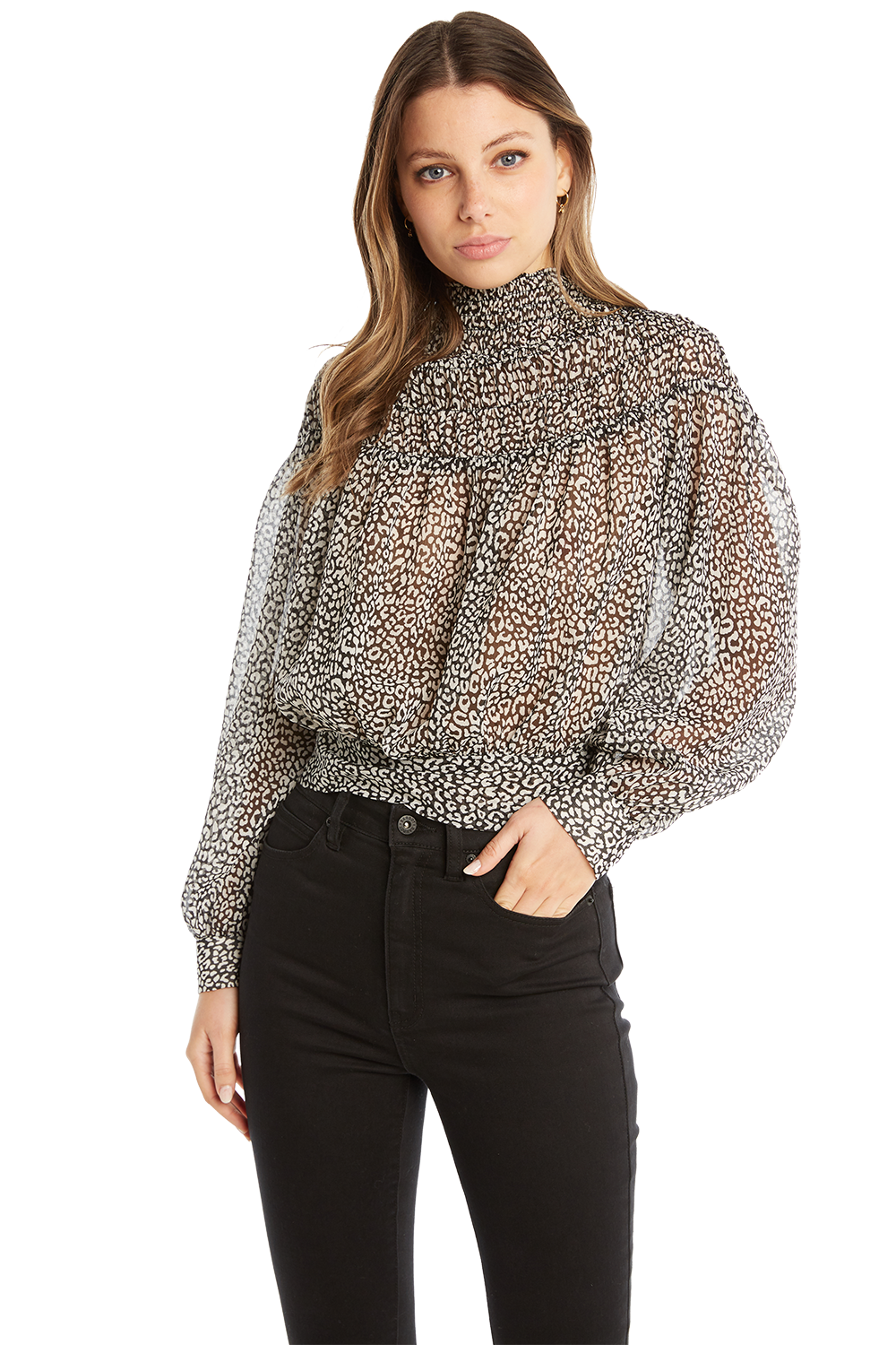 BEBE SHIRRED TOP in colour BRIGHT WHITE