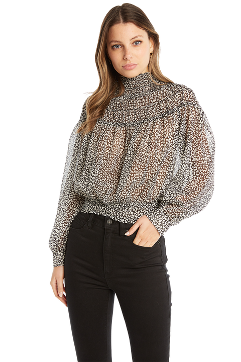 BEBE SHIRRED TOP in colour BRIGHT WHITE