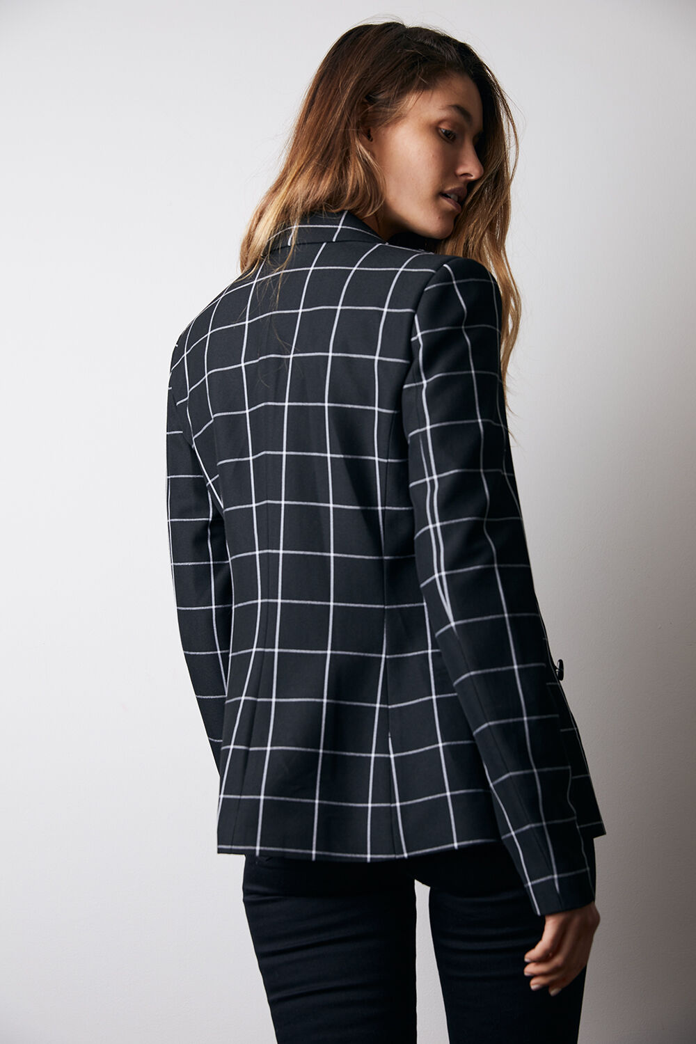 check blazer black