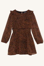 CICELY SHIRRED DRESS in colour TOBACCO BROWN