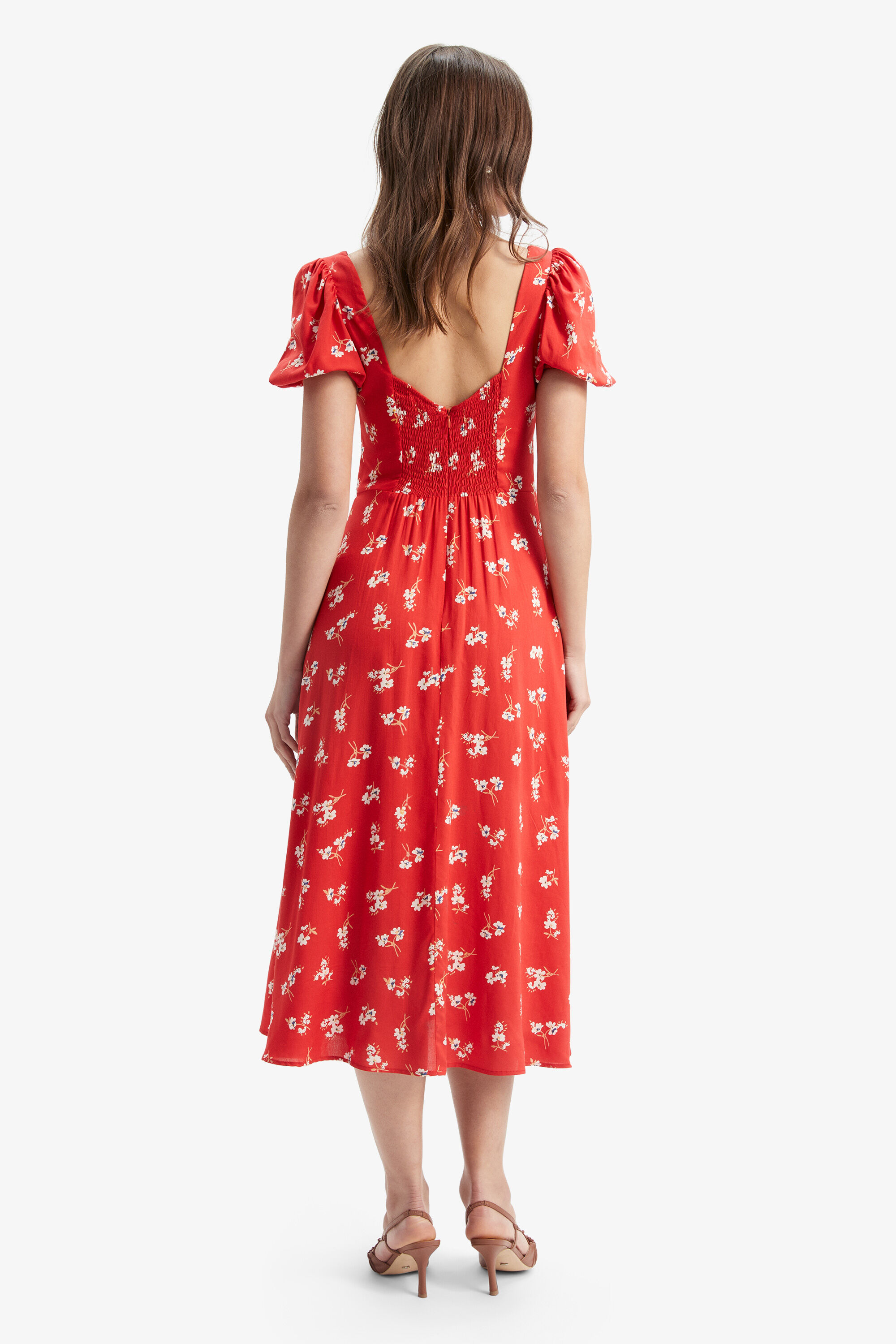 Narrated red ditsy discount floral midi dress