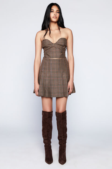ZIGI PLEATED SKIRT in colour TOBACCO BROWN