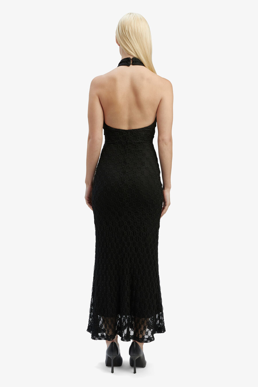 OLA LACE MIDI DRESS in colour BLACK