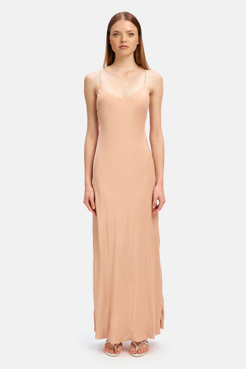 ESME DIAMONTE TRIM SLIP DRESS in colour ROSE CLOUD