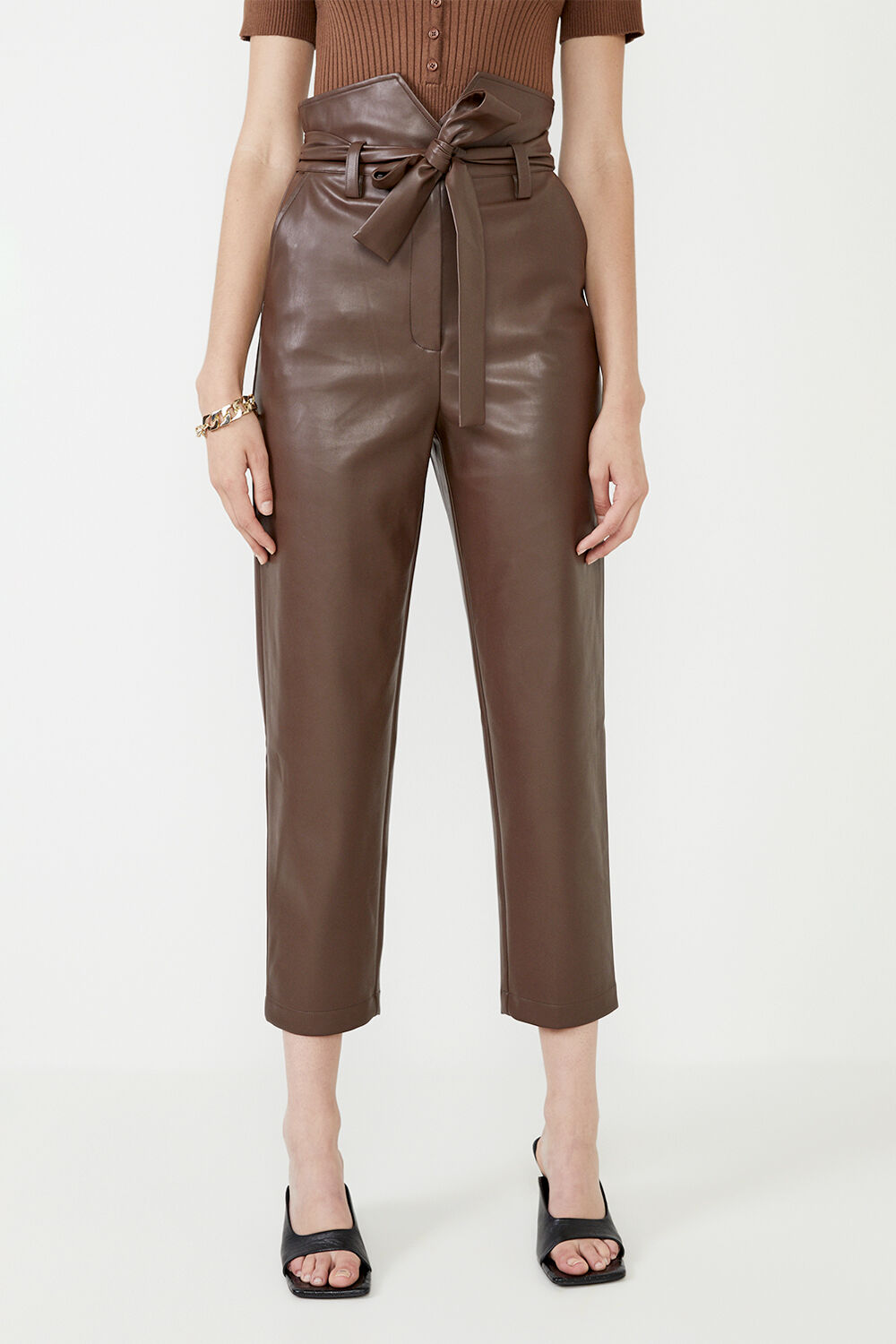 Debbie Vegan Leather Pant in Chocolate 