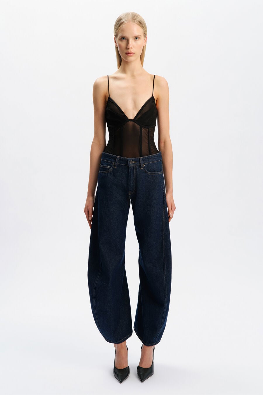 JOVANA MESH BODYSUIT in colour Black