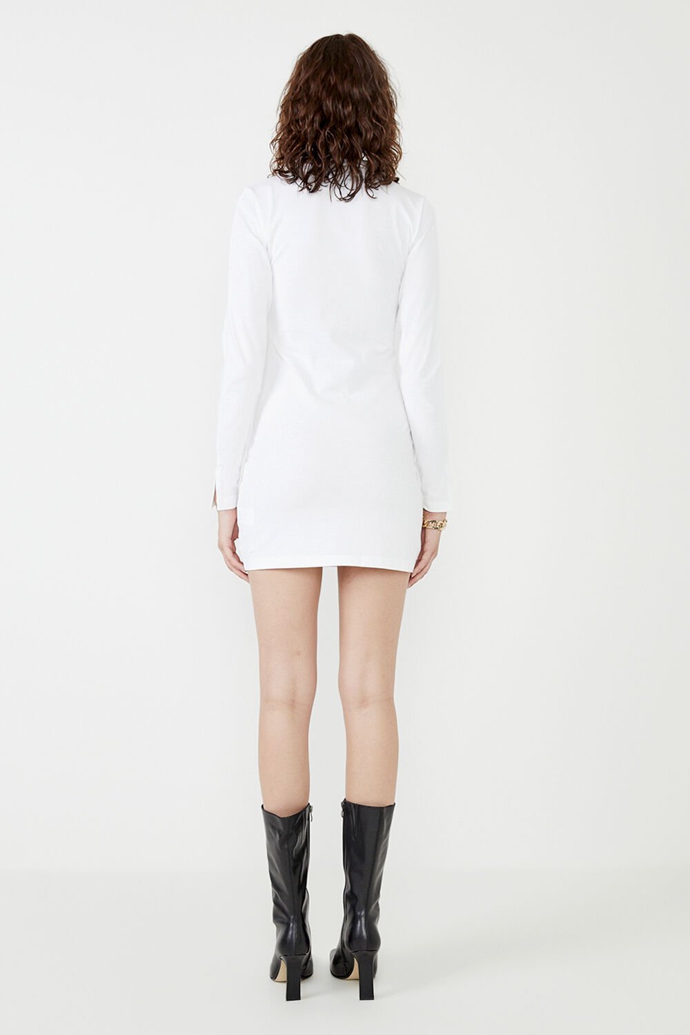 MARNIE COLLARED ORGANIC MINI DRESS in colour BRIGHT WHITE