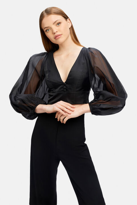 EVA ORGANZA TOP in colour CAVIAR