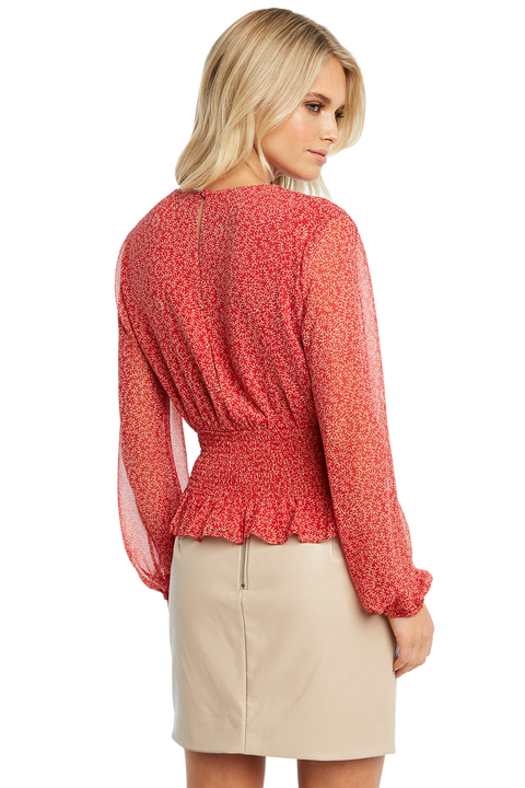 PAISLEY SHIRRED TOP in colour SKI PATROL