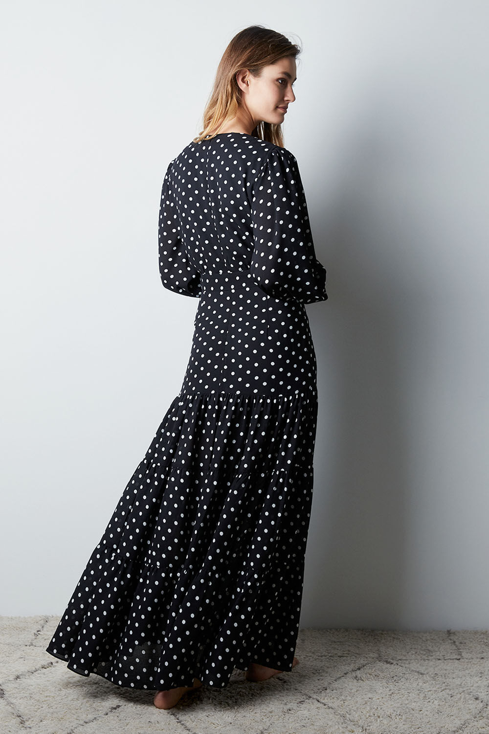 Spot Maxi Dress in Black Spot | Bardot
