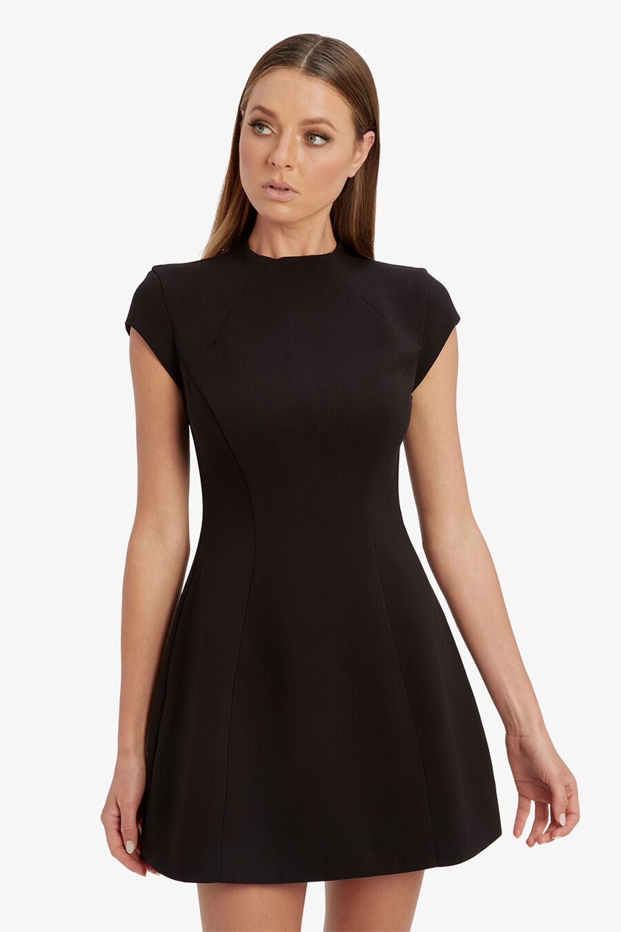 DELPHI HOURGLASS MINI DRESS in colour BLACK