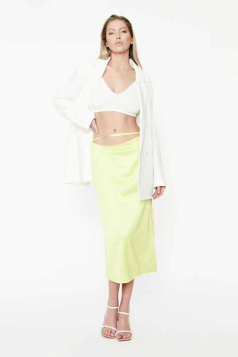 ATLANTA LOW RISE MIDI SKIRT in colour LIMEADE