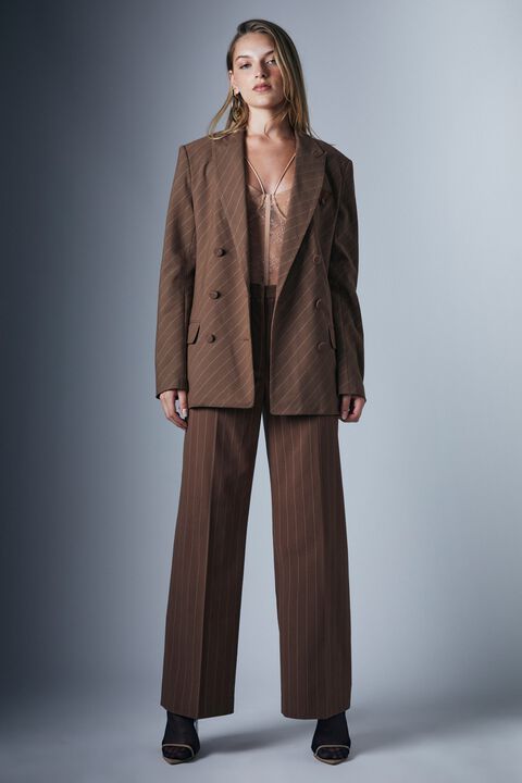 PIN STRIPE CLASSIC BLAZER in colour CHESTNUT STRIPE