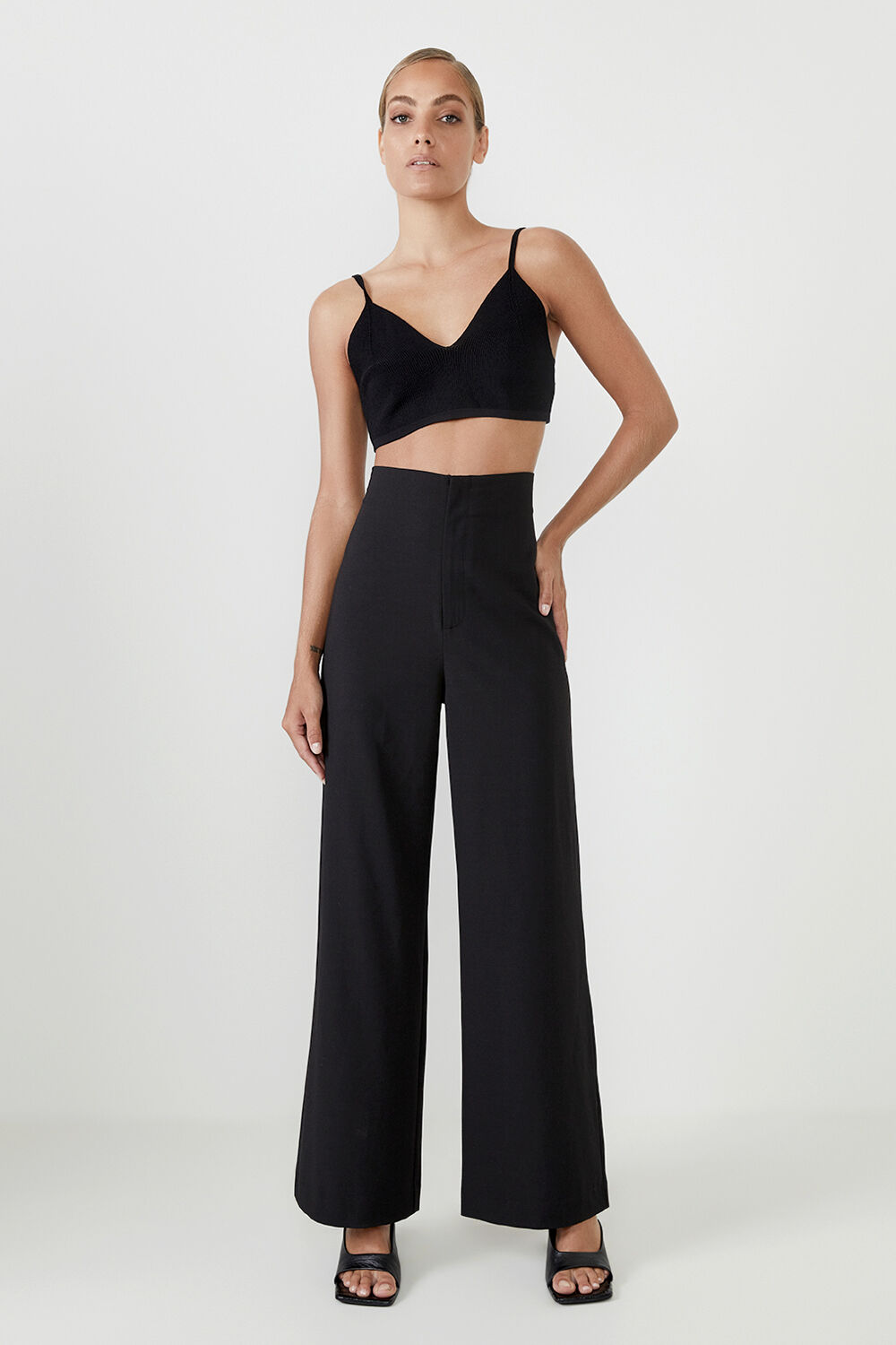 KNIT CROP BRALETTE in colour CAVIAR