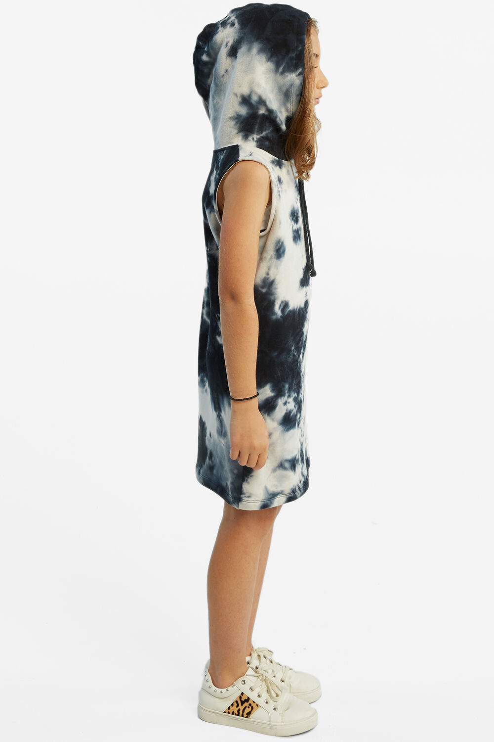 LEILA HOODED DRESS in colour INSIGNIA BLUE
