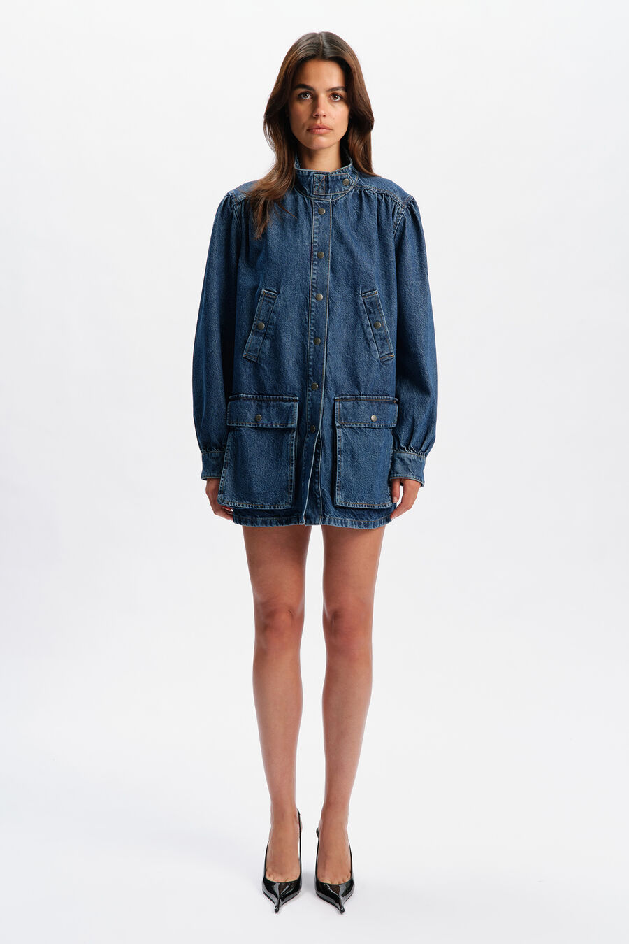 030 Denim Oversized Mini Dress