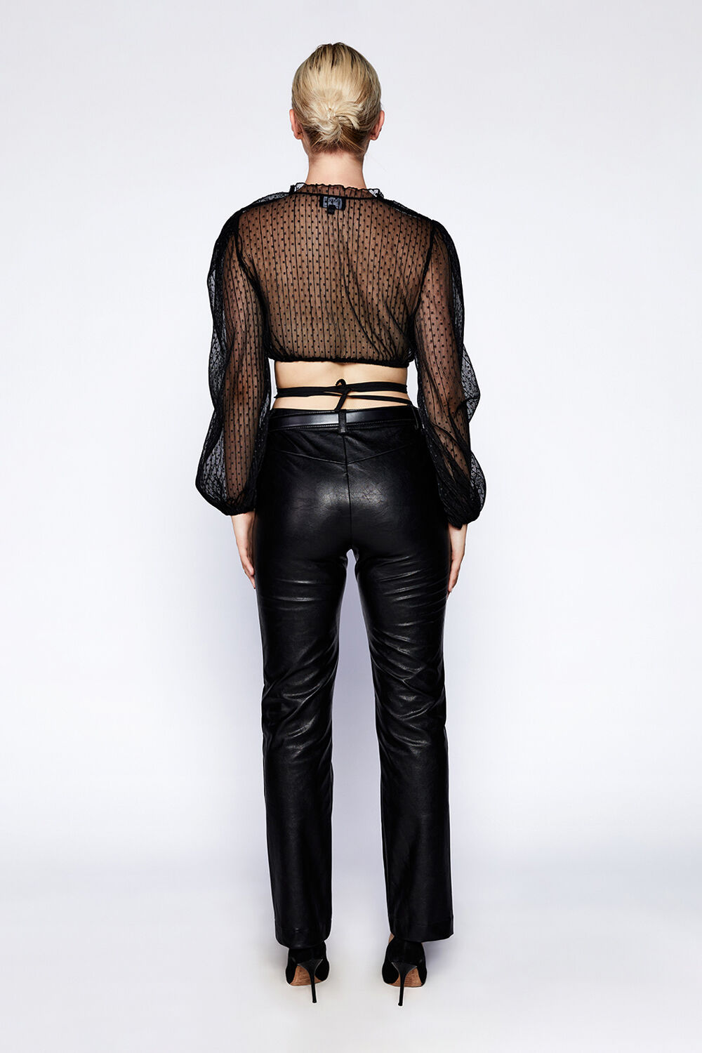 PLEATED SPOT TOP in colour CAVIAR