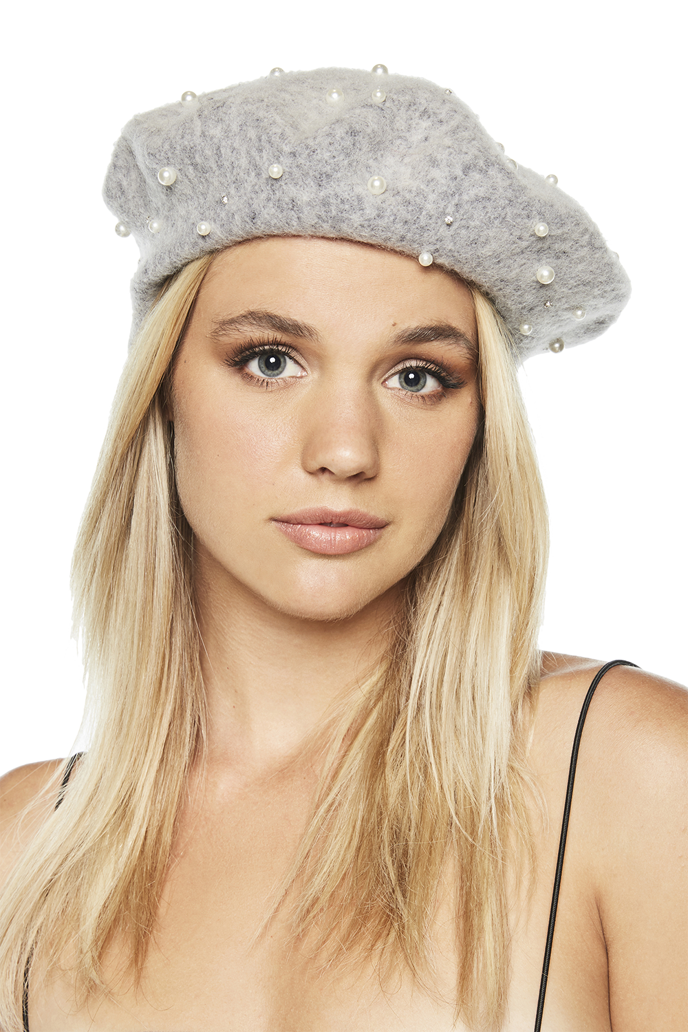 Diamond \u0026 Pearl Beret in Grey | Bardot