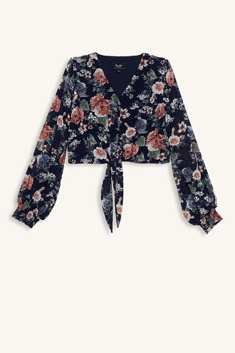 TAHLIA TIE BLOUSE in colour STRETCH LIMO