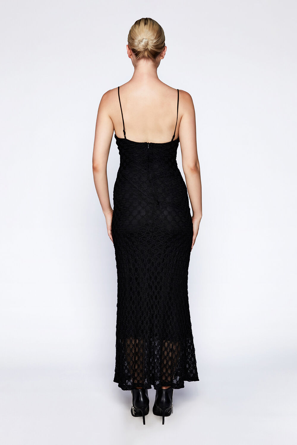 ADONI MESH MIDI DRESS in colour CAVIAR