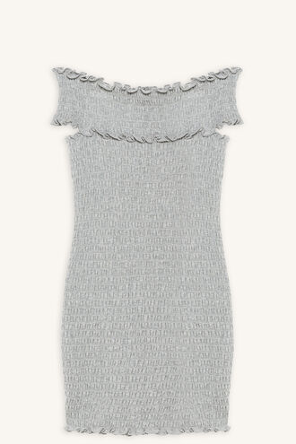 STACE SHIRRED DRESS in colour MOONBEAM