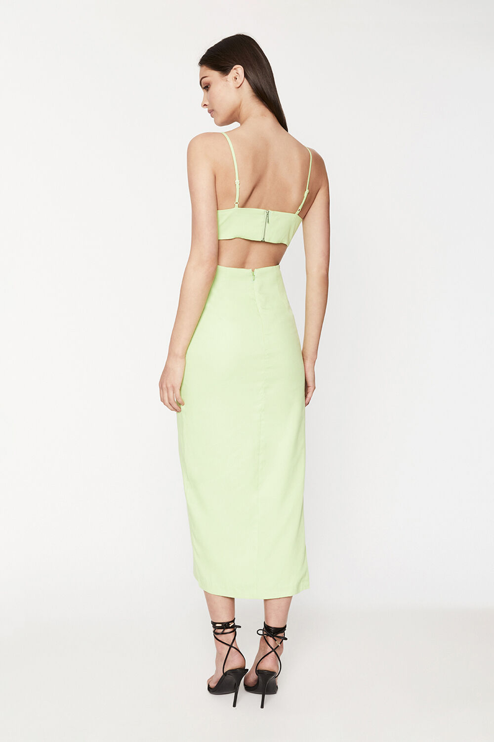 CUT OUT SLIT MIDI in colour LIMEADE