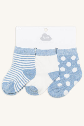BABY BOYS SPOT & STRIPE 3PK in colour BLUE BELL