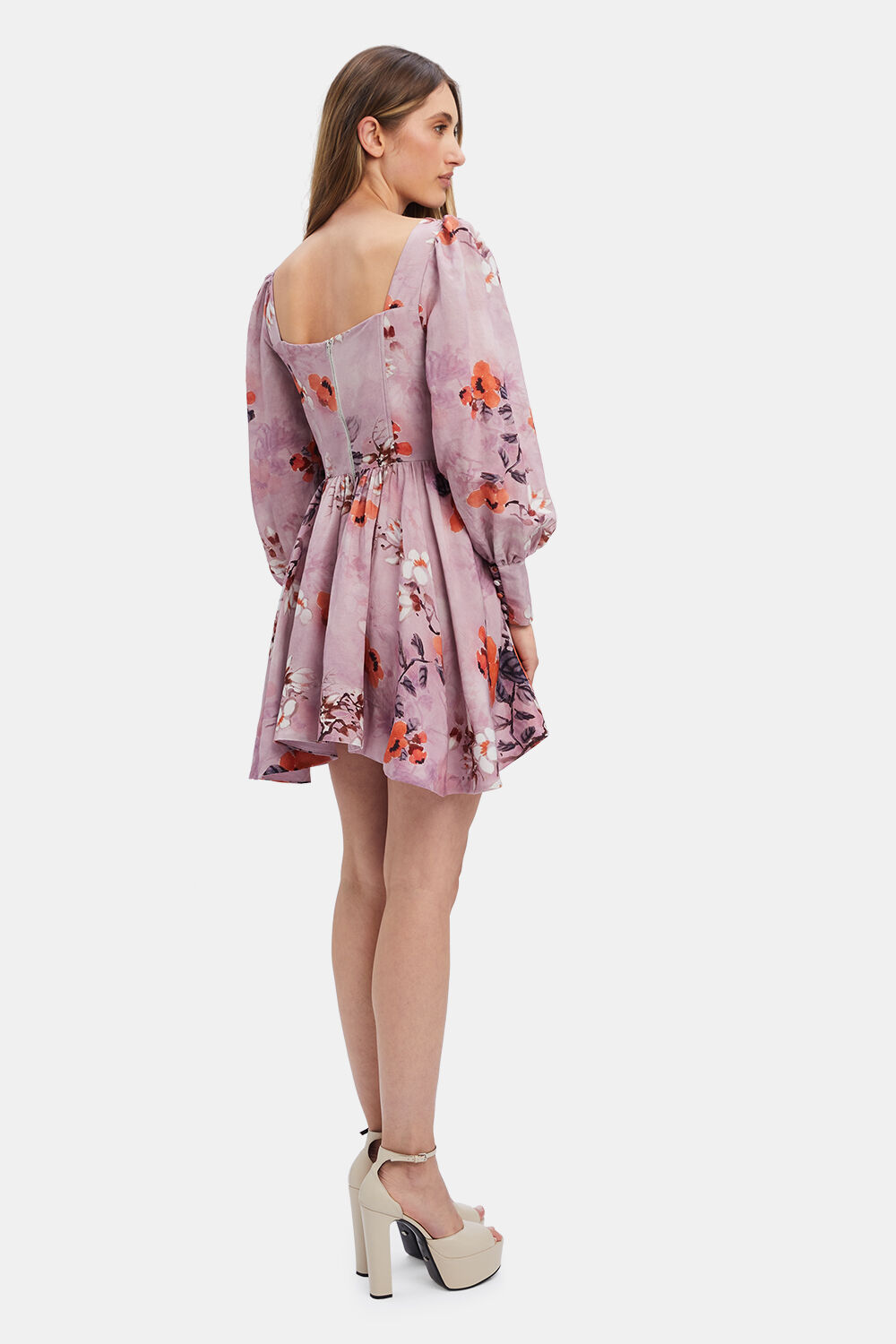 LILA FLORAL MINI DRESS in colour RABBIT