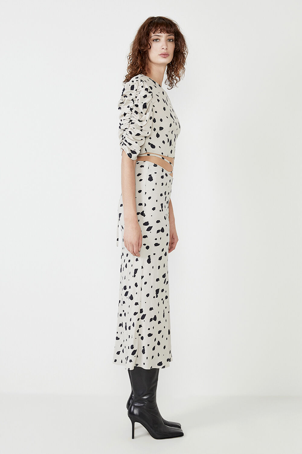 GRAPHIC SPOT BIAS SKIRT in colour GOLDEN GLOW