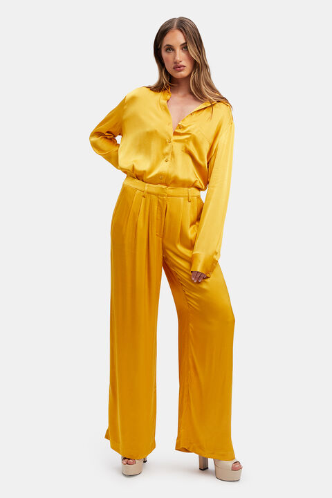 LENA PIN TUCK PANT in colour PALE MARIGOLD
