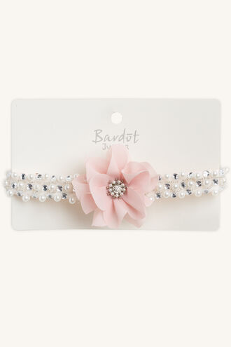 BABY DIAMANTE PEARL HEADBAND in colour VEILED ROSE