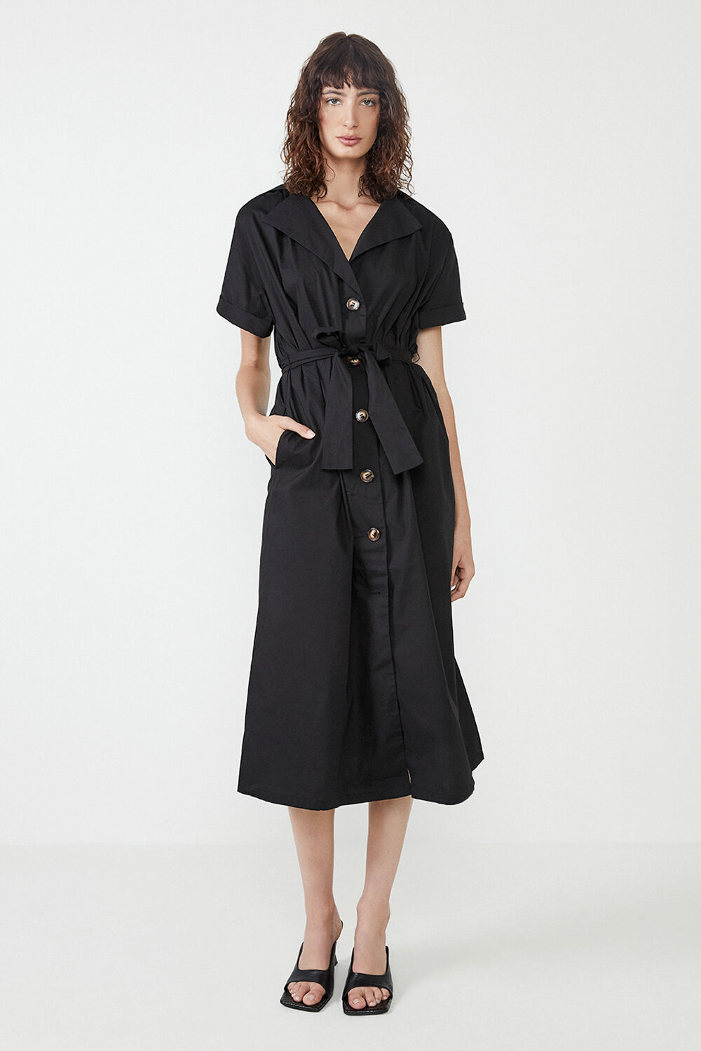 Day Shirt Dress in Black | Bardot
