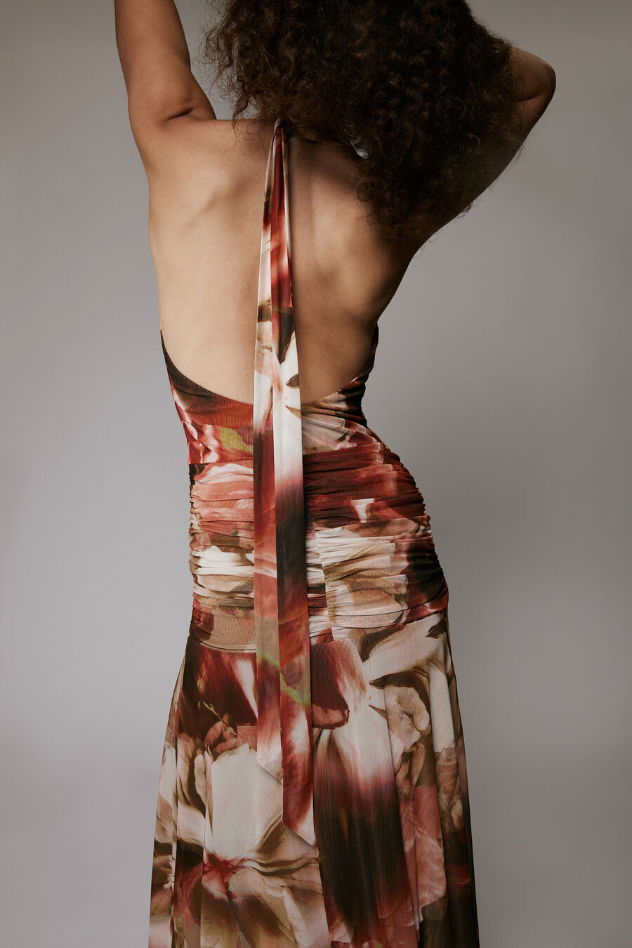 Sariba Halter Mesh Midi Dress