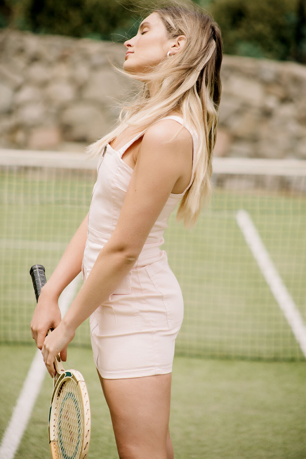 PINK DENIM ZIP DRESS in colour SHRINKING VIOLET