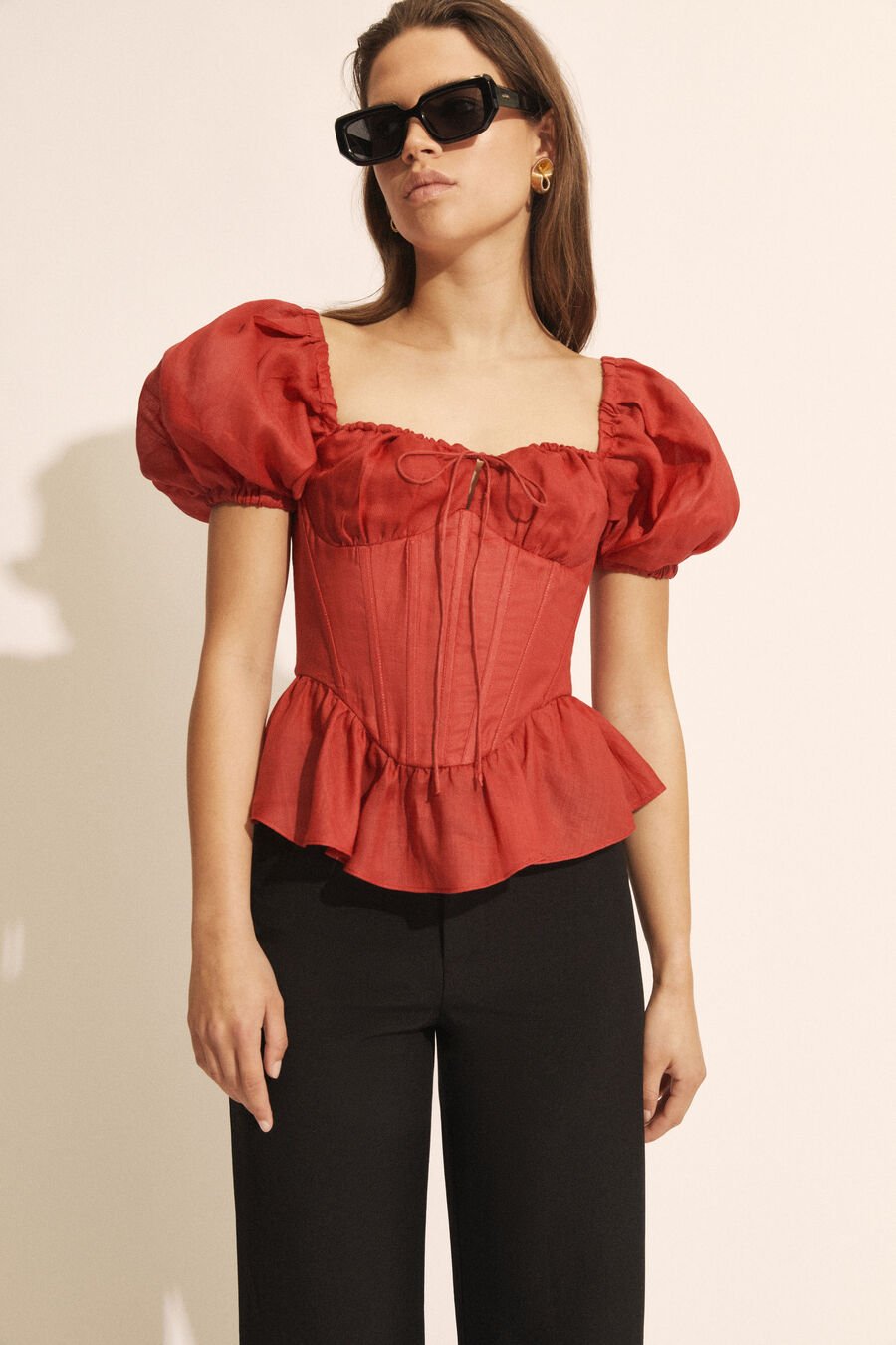 Esra Puff Sleeve Corset Top