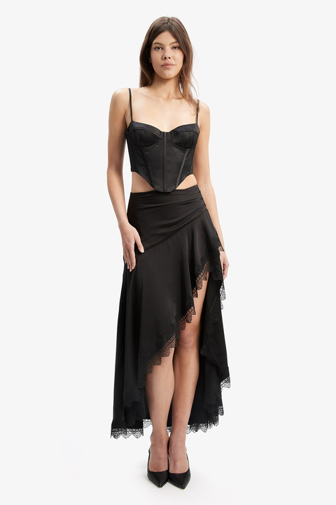 SELENA LACE TRIM SKIRT in colour CAVIAR