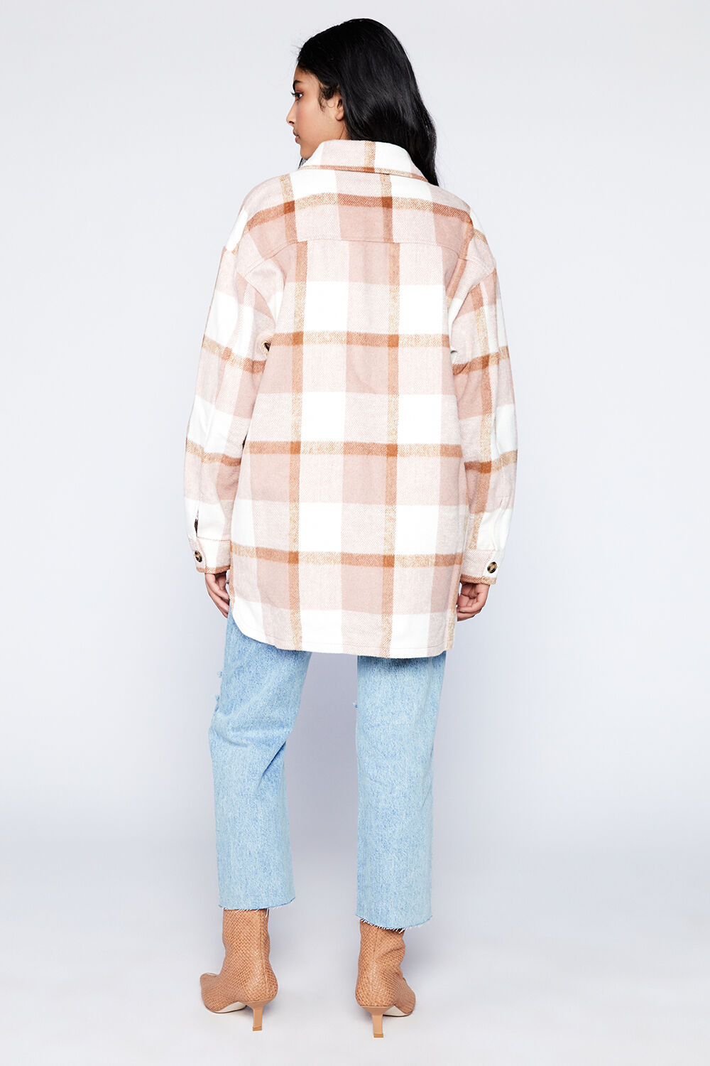 TALIA CHECK SHACKET in colour PEARL