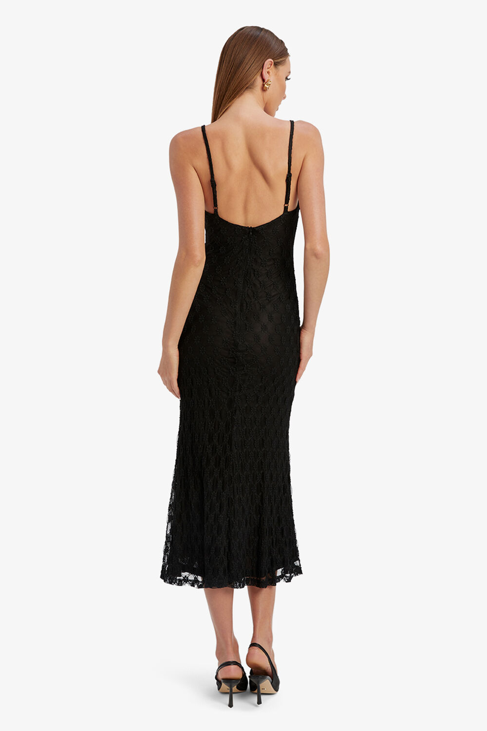 Adoni Mesh Midi Dress in Black | Bardot