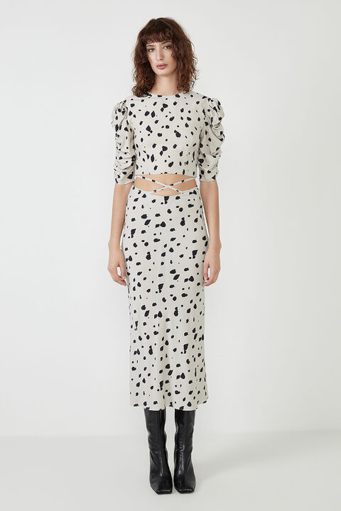 GRAPHIC SPOT BIAS SKIRT in colour GOLDEN GLOW