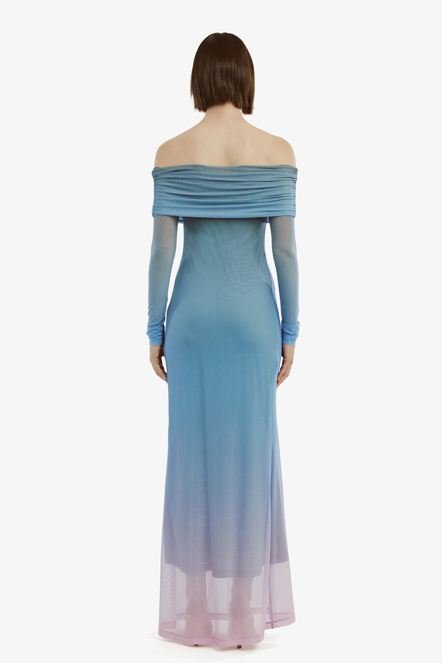 SAPHIA MESH MAXI DRESS in colour BLUE/PINK