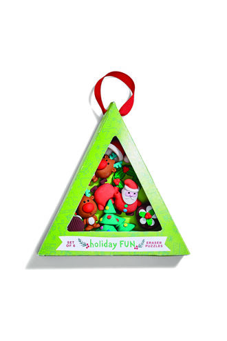 Xmas Eraser 6Set in colour BRIGHT WHITE