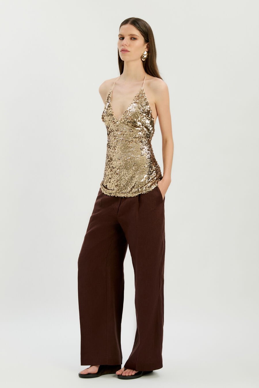 LENNON HALTER NECK CAMI in colour SOFT GOLD