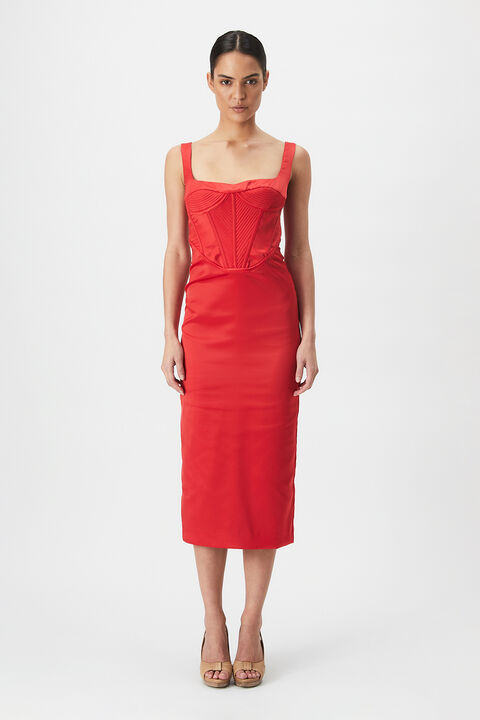 ELODIE MIDI DRESS in colour FIESTA