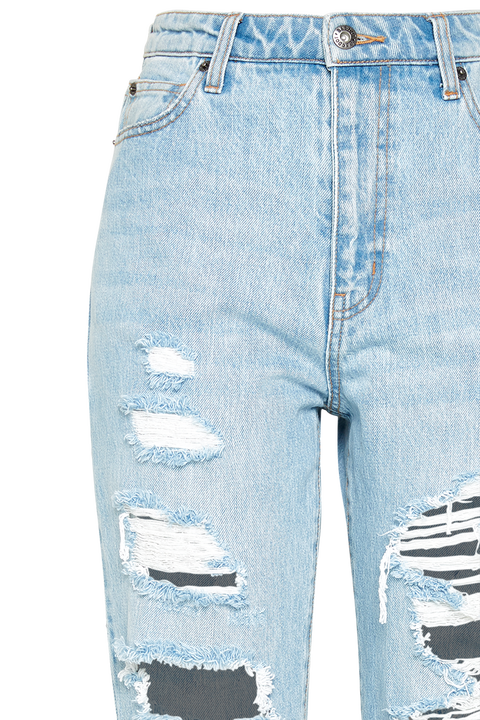 THE MUM JEAN in colour DUSTY BLUE