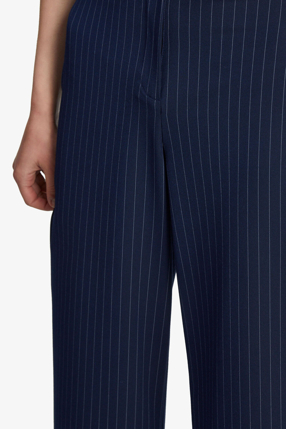 PIN STRIPE WIDE LEG PANT in colour BLACK IRIS