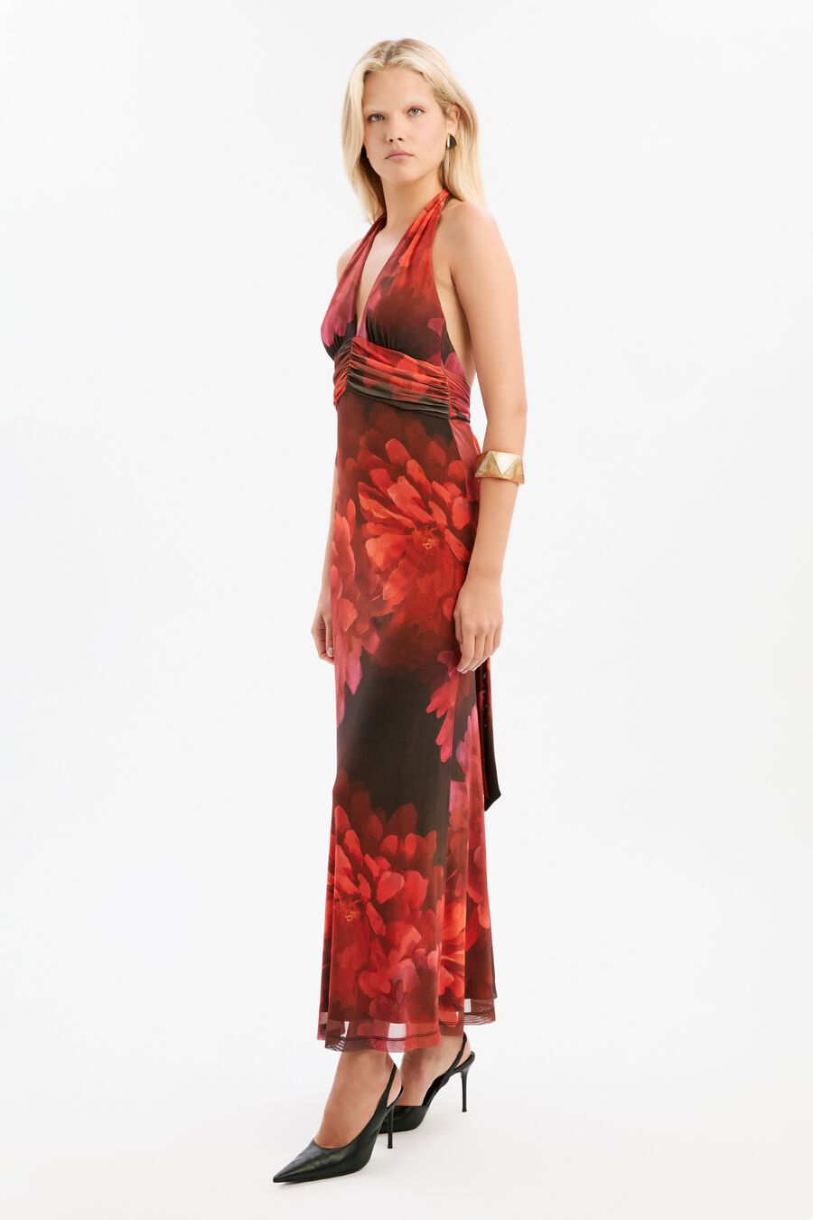 Elera Printed Mesh Maxi Dress