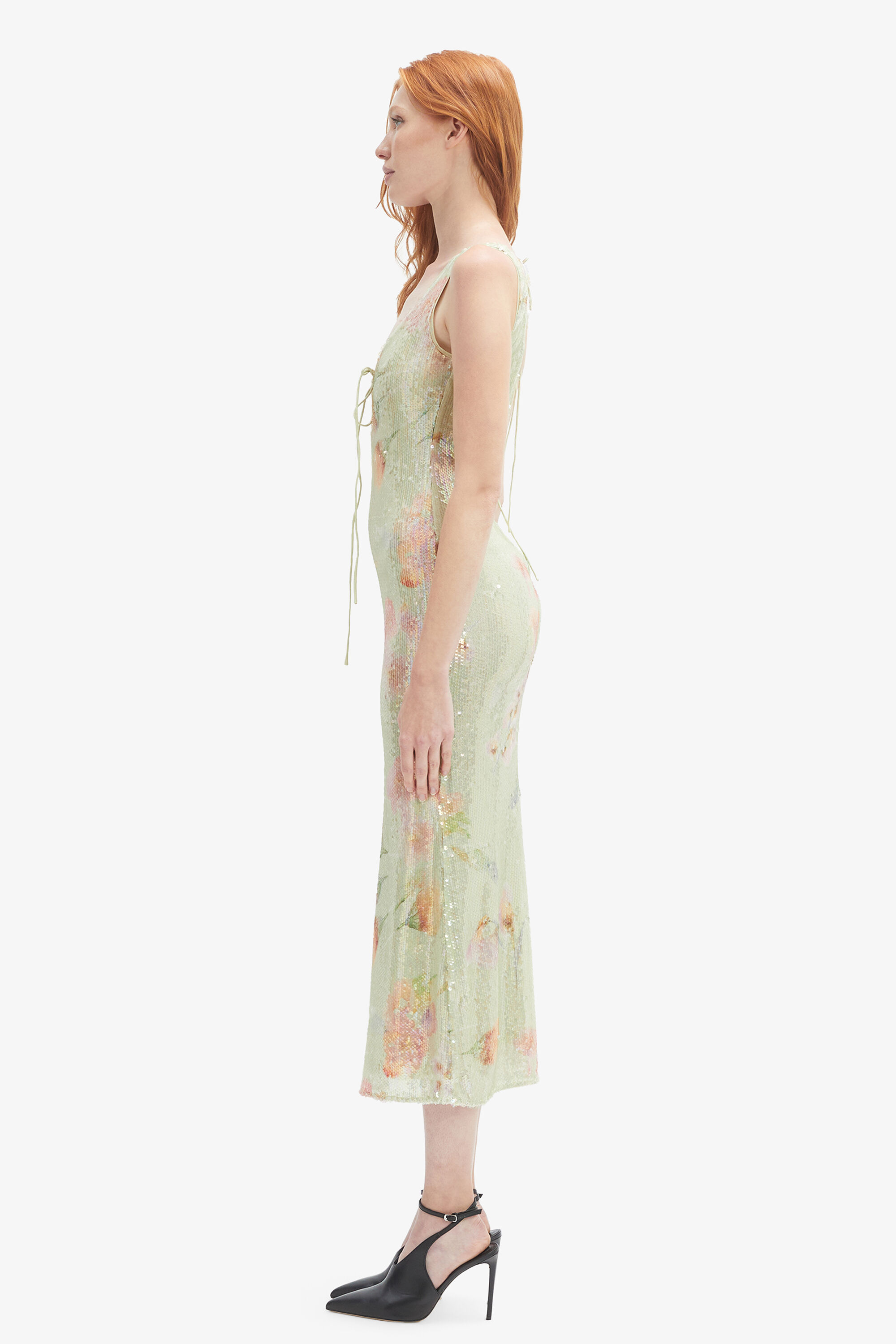 Eloda Sequin Midi Dress In Green Flo | Bardot
